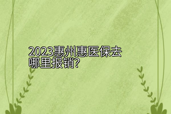 2023惠州惠医保去哪里报销？