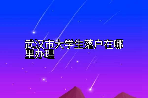 武汉市大学生落户在哪里办理