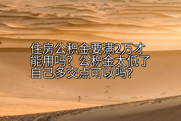 住房公积金要满2万才能用吗？公积金太低了自己多交点可以吗？