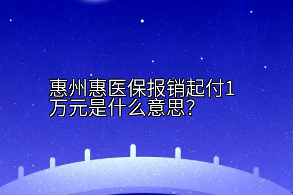 惠州惠医保报销起付1万元是什么意思？