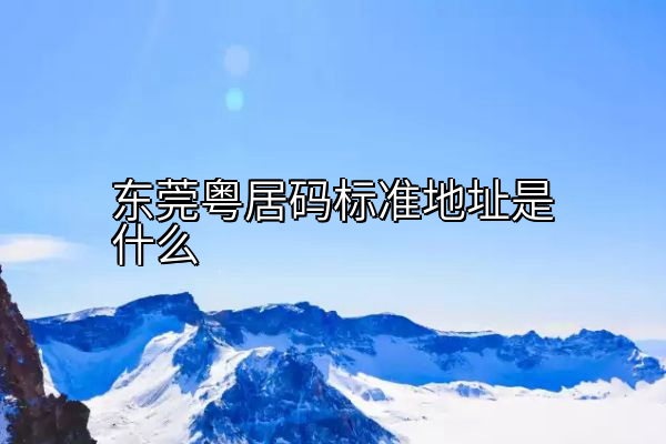 东莞粤居码标准地址是什么