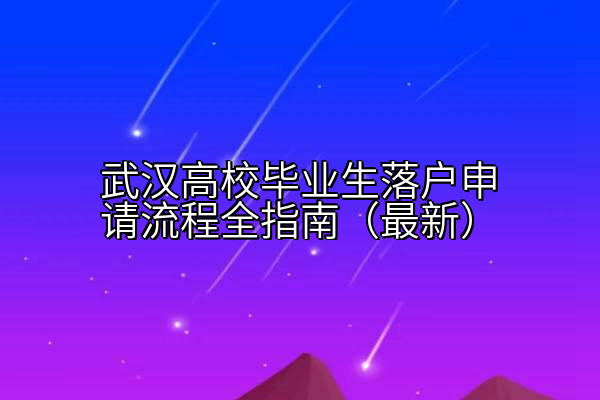 武汉高校毕业生落户申请流程全指南（最新）