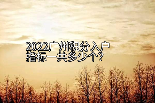 2022广州积分入户指标一共多少个？