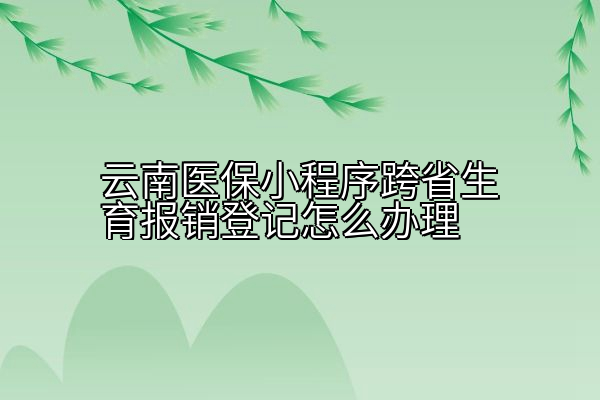 云南医保小程序跨省生育报销登记怎么办理