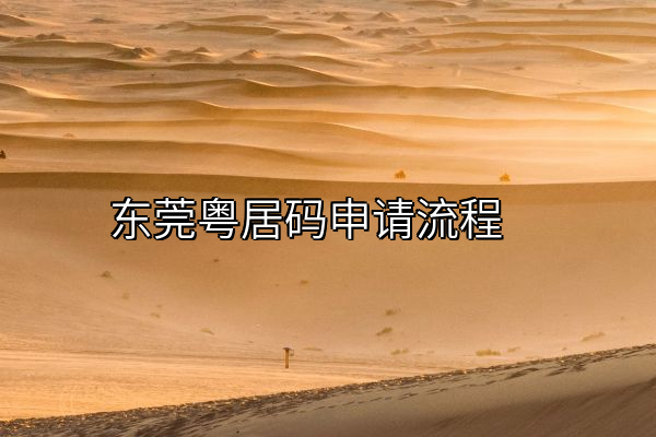 东莞粤居码申请流程