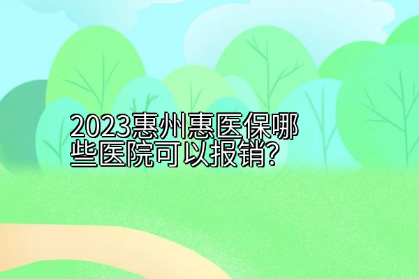 2023惠州惠医保哪些医院可以报销？