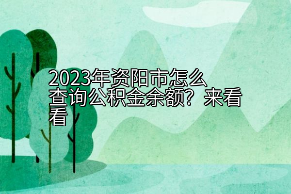2023年资阳市怎么查询公积金余额？来看看