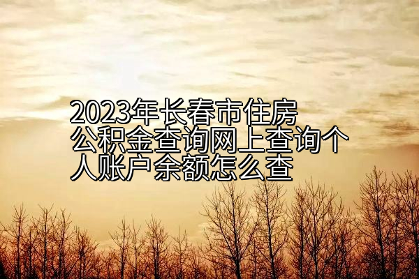 2023年长春市住房公积金查询网上查询个人账户余额怎么查