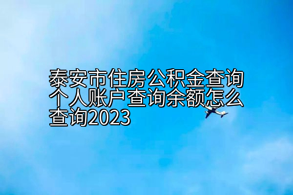 泰安市住房公积金查询个人账户查询余额怎么查询2023