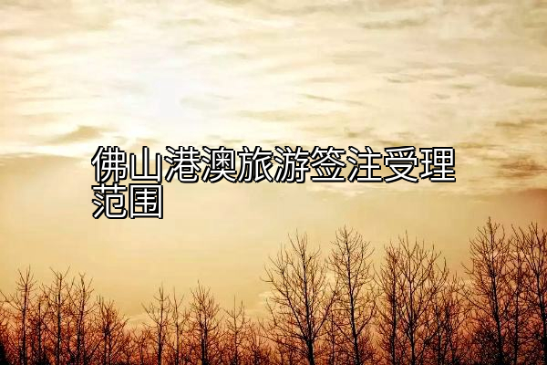 佛山港澳旅游签注受理范围