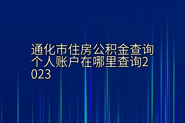 通化市住房公积金查询个人账户在哪里查询2023