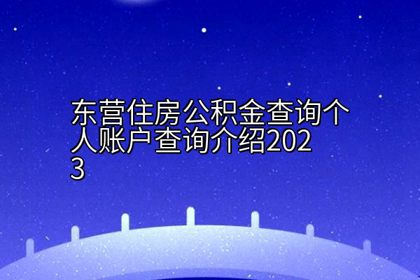 东营住房公积金查询个人账户查询介绍2023