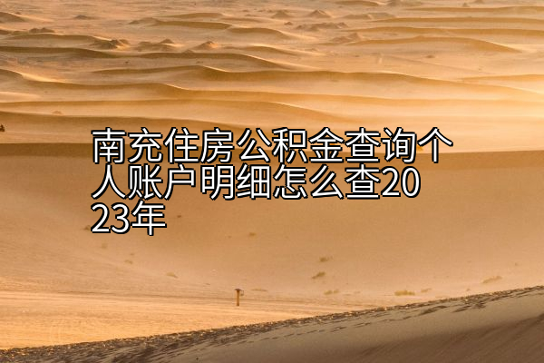 南充住房公积金查询个人账户明细怎么查2023年