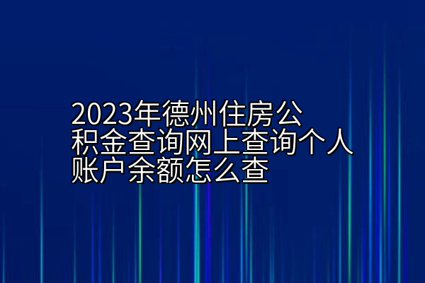 2023年德州住房公积金查询网上查询个人账户余额怎么查