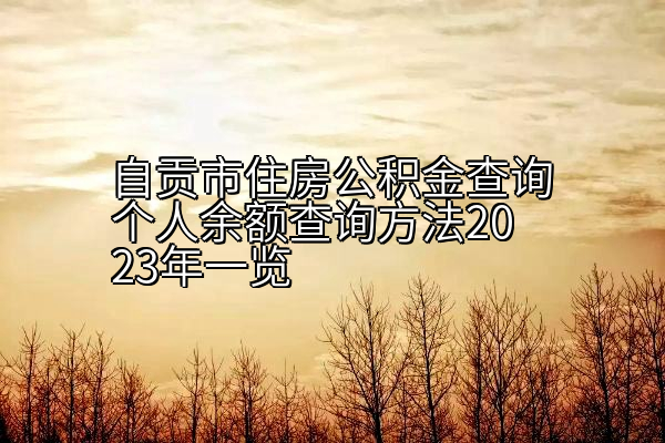 自贡市住房公积金查询个人余额查询方法2023年一览