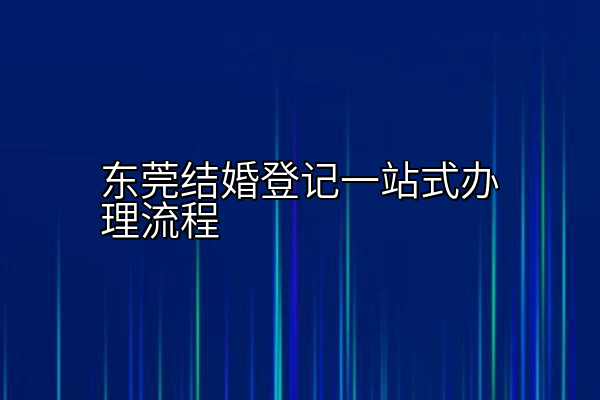 东莞结婚登记一站式办理流程
