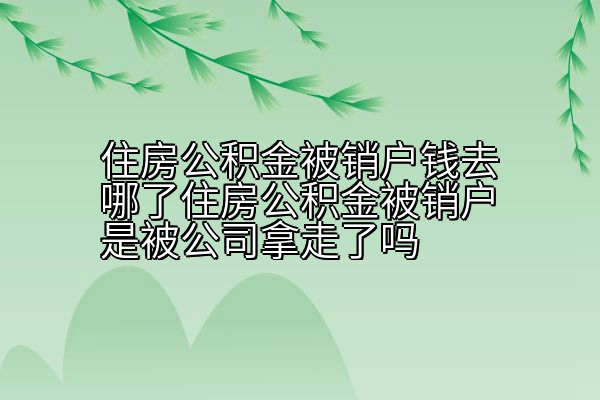 住房公积金被销户钱去哪了住房公积金被销户是被公司拿走了吗