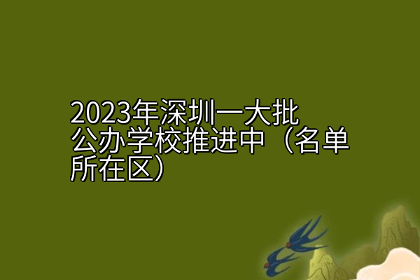 2023年深圳一大批公办学校推进中（名单所在区）