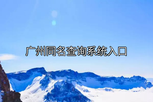 广州同名查询系统入口