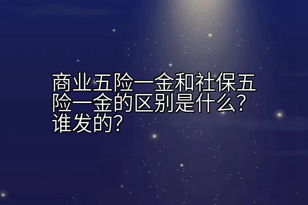 商业五险一金和社保五险一金的区别是什么？谁发的？