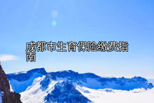 成都市生育保险缴费指南