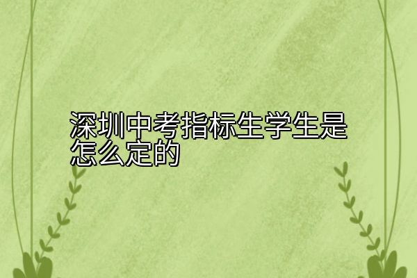 深圳中考指标生学生是怎么定的