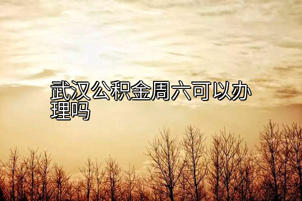 武汉公积金周六可以办理吗