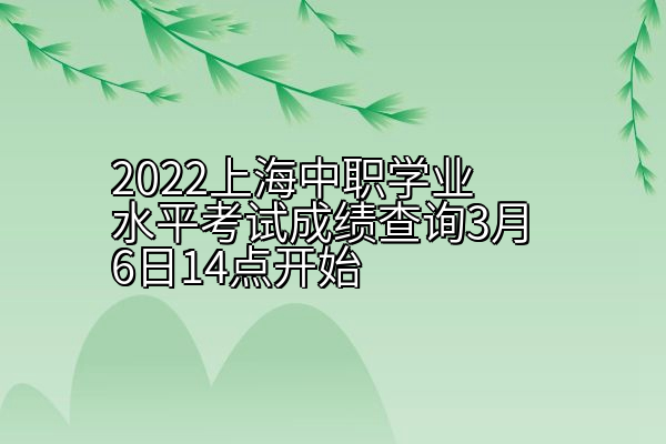 2022上海中职学业水平考试成绩查询3月6日14点开始
