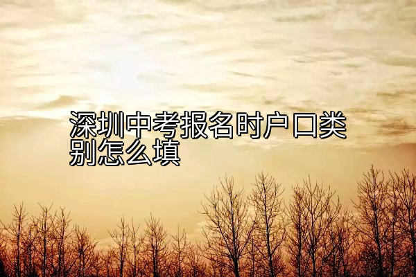 深圳中考报名时户口类别怎么填