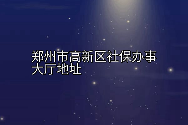 郑州市高新区社保办事大厅地址
