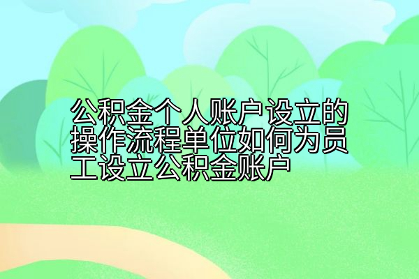 公积金个人账户设立的操作流程单位如何为员工设立公积金账户