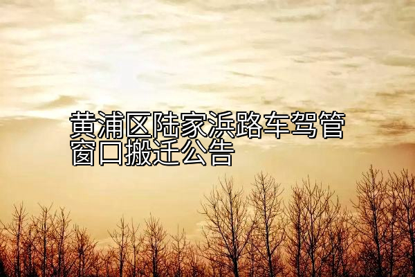 黄浦区陆家浜路车驾管窗口搬迁公告