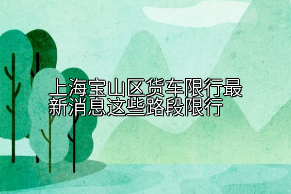上海宝山区货车限行最新消息这些路段限行