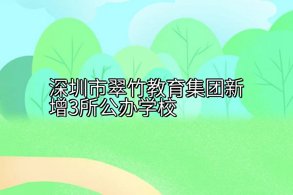 深圳市翠竹教育集团新增3所公办学校