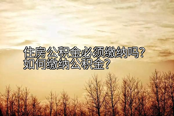 住房公积金必须缴纳吗？如何缴纳公积金？