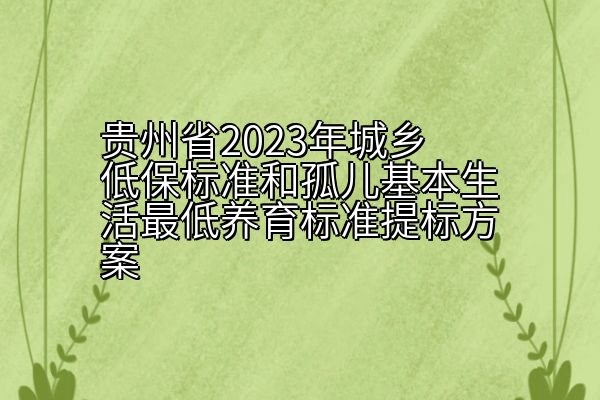 贵州省2023年城乡低保标准和孤儿基本生活最低养育标准提标方案
