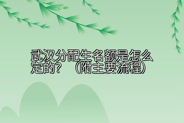武汉分配生名额是怎么定的？（附主要流程）