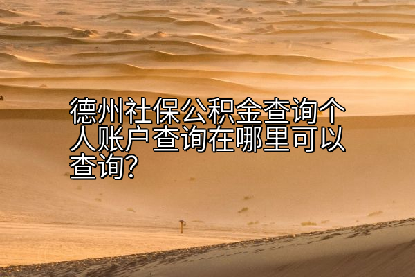 德州社保公积金查询个人账户查询在哪里可以查询？