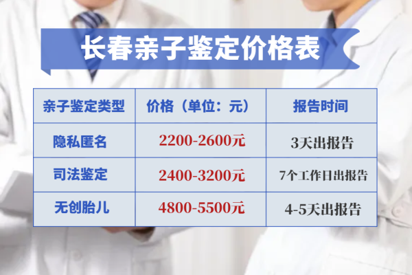 长春司法亲子鉴定收费标准（2023最新整理）