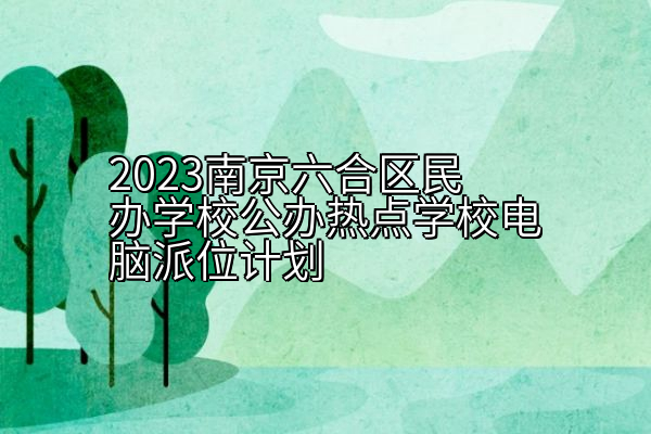 2023南京六合区民办学校公办热点学校电脑派位计划