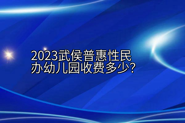 2023武侯普惠性民办幼儿园收费多少？