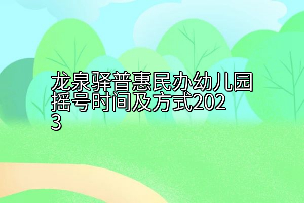 龙泉驿普惠民办幼儿园摇号时间及方式2023
