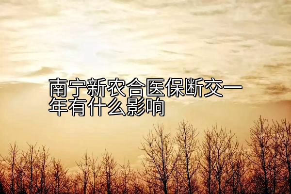 南宁新农合医保断交一年有什么影响