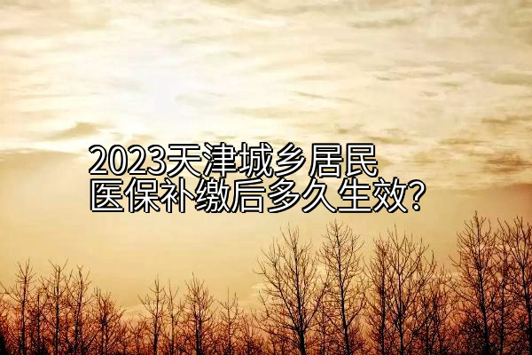 2023天津城乡居民医保补缴后多久生效？
