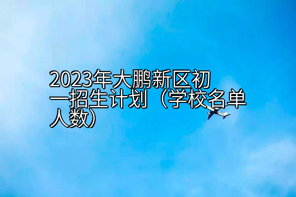 2023年大鹏新区初一招生计划（学校名单人数）