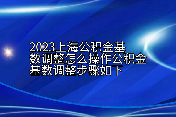 2023上海公积金基数调整怎么操作公积金基数调整步骤如下
