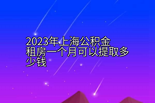 2023年上海公积金租房一个月可以提取多少钱