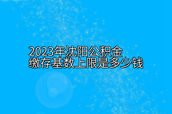 2023年沈阳公积金缴存基数上限是多少钱