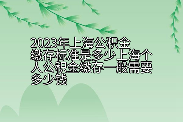 2023年上海公积金缴存标准是多少上海个人公积金缴存一般需要多少钱