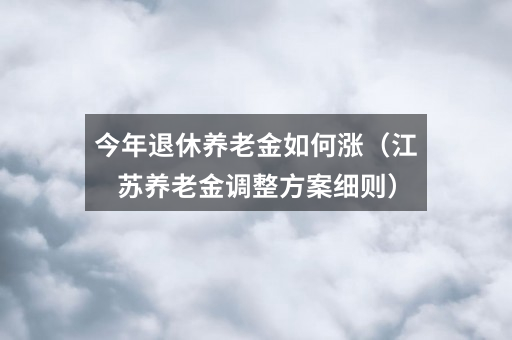 今年退休养老金如何涨（江苏养老金调整方案细则）